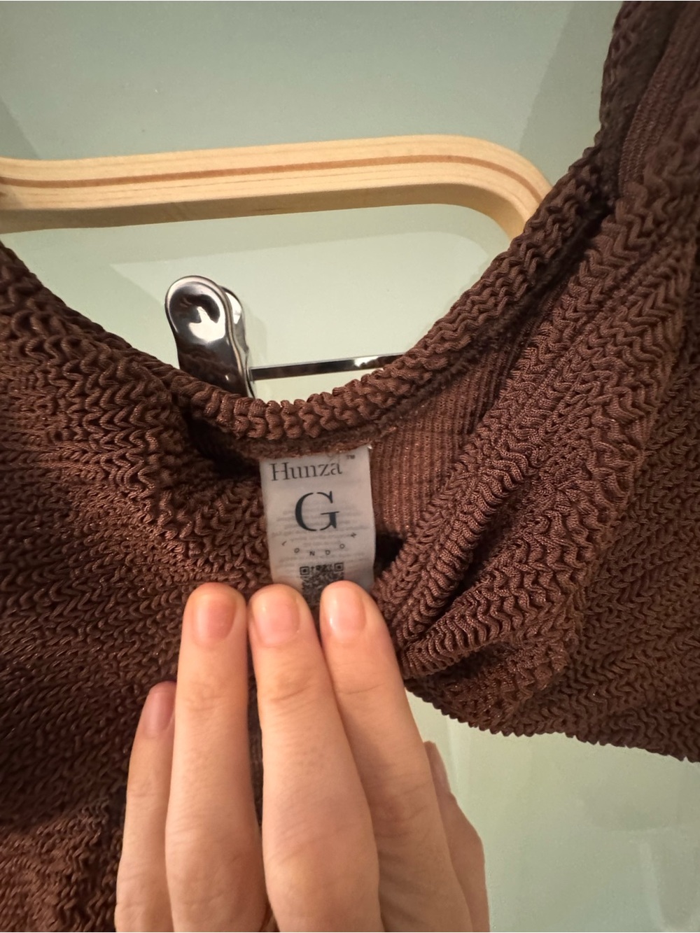 Hunza G Brown Textured Women's One-Piece Swimsuit - Picture 4 of 6
